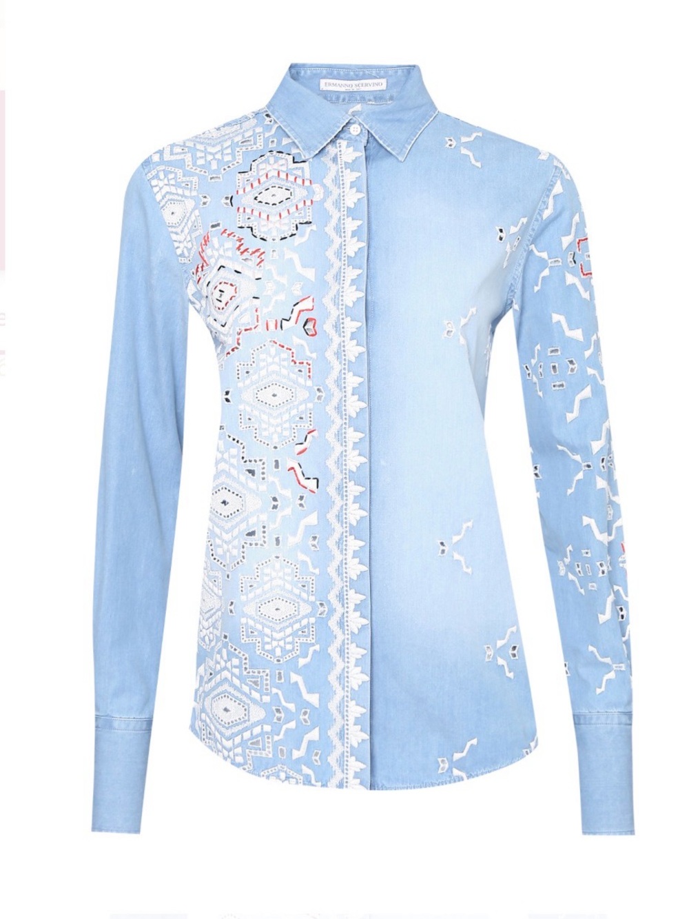 Ermanno Scervino Embroidered Light Blue Women's Button-Down Shirt